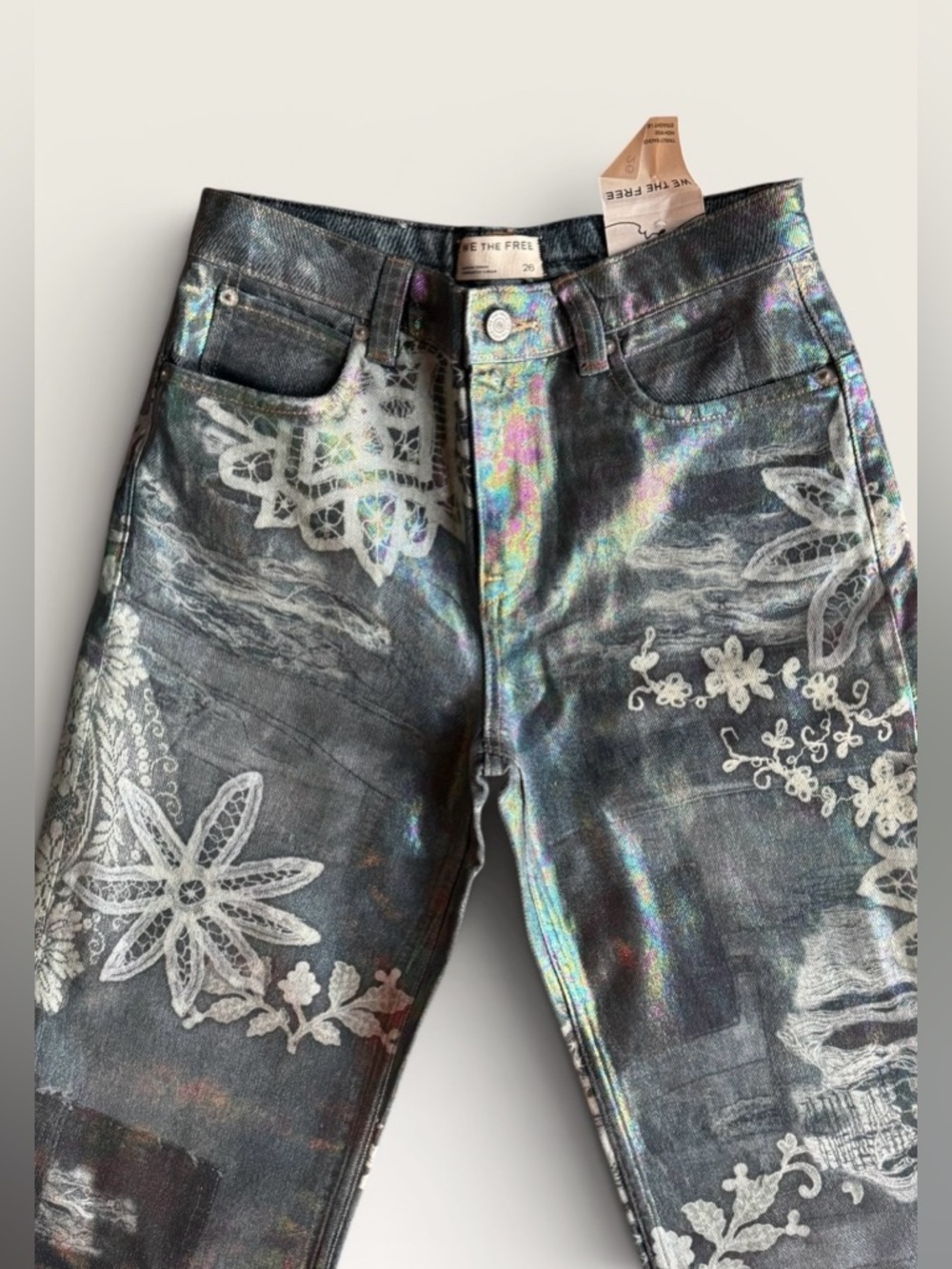 NWT Free People We The Free Tinsley Printed High-Rise Illusions Jeans - Picture 8 of 12